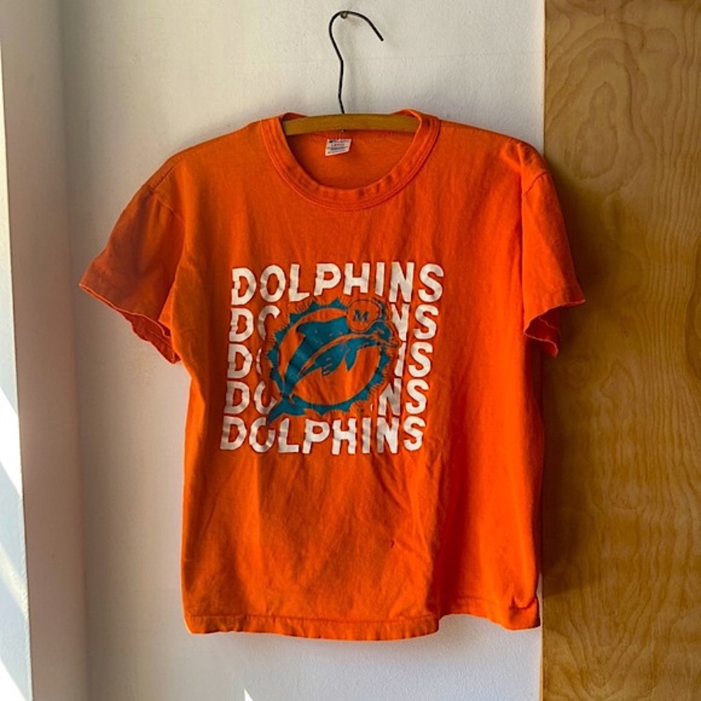 Vintage 80s Champion Miami Dolphins single stitch tee size Y L